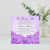  Paars Roos Quinceanera Birthday Party Kaart (Staand voorkant)