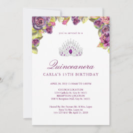 Paars Roos Quinceanera Kaart