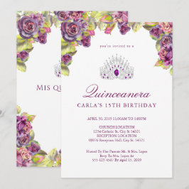  Paars Roos Quinceanera Kaart
