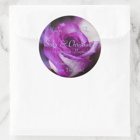 Paars Roos Ronde Sticker (Tas)