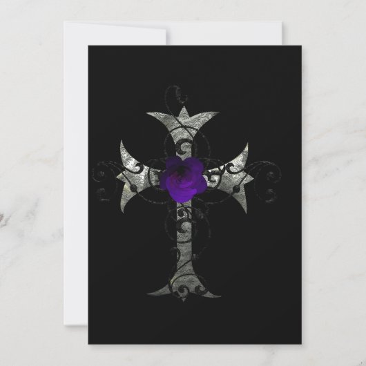Paars Roos Silver Cross Gothic Vrijgezellenfeest I Kaart (Voorkant)