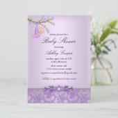 Paars Roos Tuin Baby shower Kaart (Staand voorkant)