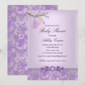 Paars Roos Tuin Baby shower Kaart (Voorkant / Achterkant)