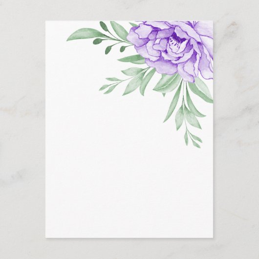 Paars Roos van Peony Greenery laat bruiloft detail Informatiekaartje (Achterkant)