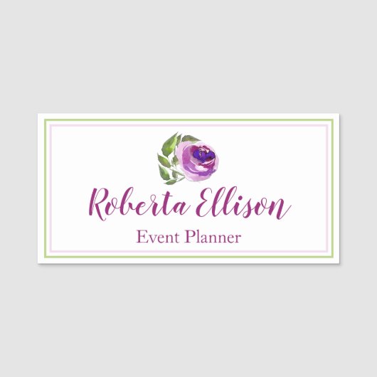 Paars Roos van professionele planner Naamplaatje (Voorkant)