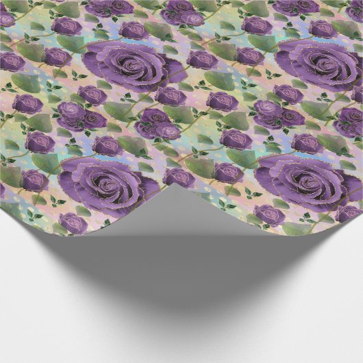 Paars Roos — Verpakkingspapier Cadeaupapier (Hoek)