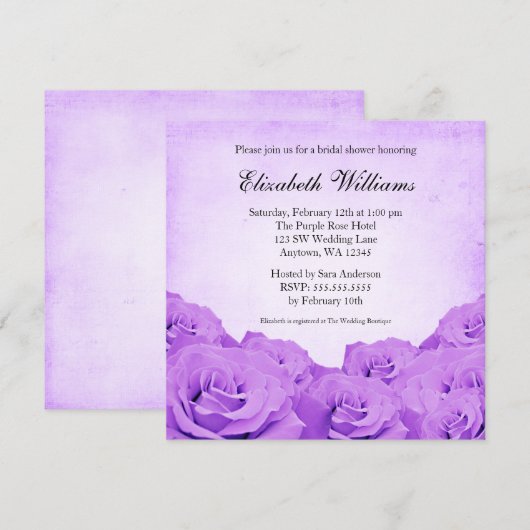  Paars Roos Vrijgezellenfeest Kaart (Voorkant / Achterkant)