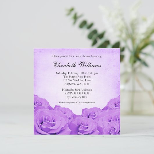  Paars Roos Vrijgezellenfeest Kaart (Staand voorkant)