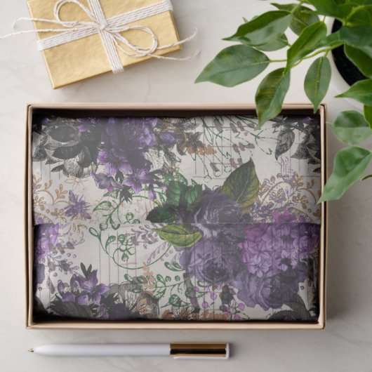 Paars Roos - Weefselpapier Tissuepapier (Geschenk)