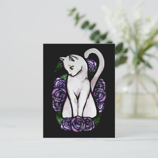 Paars roos wit roos briefkaart (Staand voorkant)