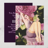 paars roos zet meisje  vrijgezellenfeest op kaart (Voorkant / Achterkant)