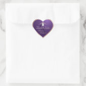 Paars Rose Goud Frame Logo en Monogram Bedankt Hart Sticker (Tas)
