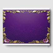 Paars Royal en goud metallic elegante bloem Gastenboek (Achterkant)