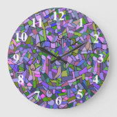 Paars roze Abstract mozaïekpatroon Grote Klok (Voorkant)