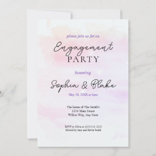 Paars & Roze Abstract Waterverf Verlovingsfeest Kaart