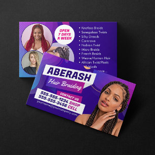 Paars Roze Afrikaanse Haarvlecht Foto Kapsalon Visitekaartje