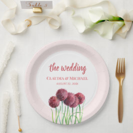 Paars-roze alliums - Bloem Waterverf squa Papieren Bordje