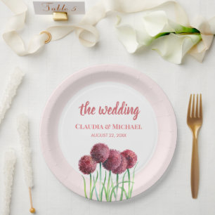 Paars-roze alliums - Bloem Waterverf squa Papieren Bordje