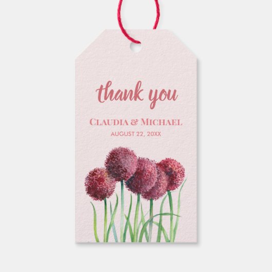 Paars-roze Alliums - Bloemloze Waterverf Cadeaulabel (Achterkant)