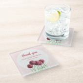 Paars-roze Alliums - Bloemloze Waterverf Glazen Onderzetter (Schuin)