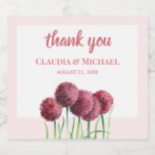 Paars-roze Alliums - Bloemloze Waterverf Sparkling Wijnetiket (Enkel label)