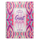 Paars roze Aztec Boho Tribal Guest Book Notitieboek (Voorkant)