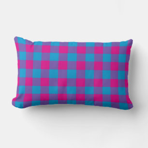 Paars Roze Blau Plaid Geruit Patroon Kussen