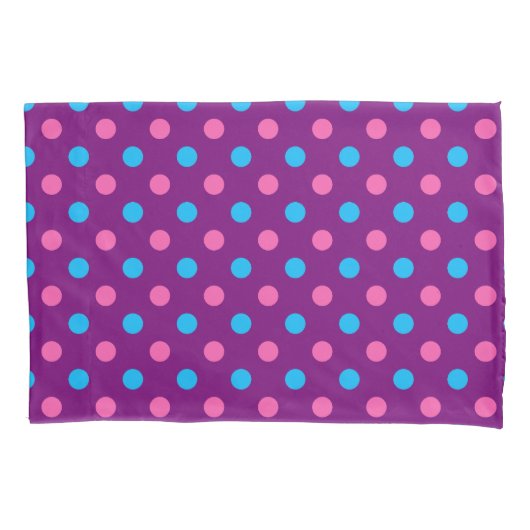 Paars Roze Blau Stippenpatroon Kussensloop (Voorkant)
