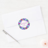 Paars Roze Blauw Bloemig Bruidsmeisjesfeest Bedank Ronde Sticker (Envelop)