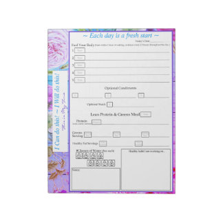Paars, roze, blauw, Floral 5 plus 1 maaltijdverkli Notitieblok