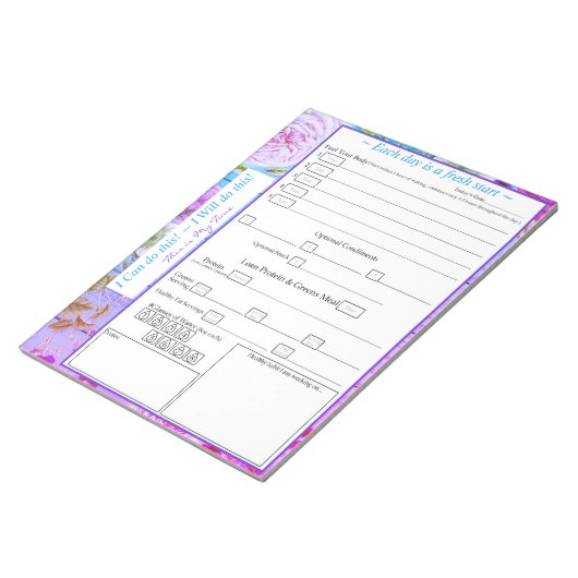 Paars, roze, blauw, Floral 5 plus 1 maaltijdverkli Notitieblok (Schuin)