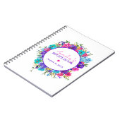 Paars roze blauw Floral Recipe Book Notitieboek (Linkerzijde)