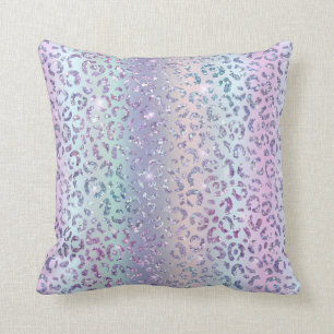 Paars roze blauw leopard ombre Sparkle Kussen