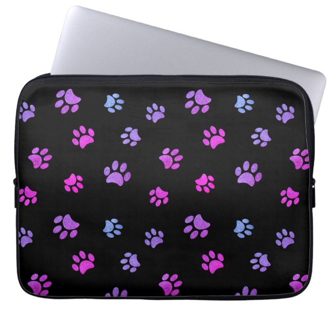 Paars roze blauw schilderingspatroon laptop sleeve (Voorkant)