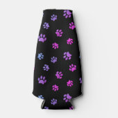 Paars roze blauw schilderingspatroon op zwart flesjeskoeler (Voorkant)