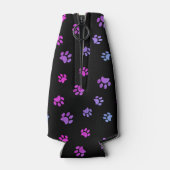 Paars roze blauw schilderingspatroon op zwart flesjeskoeler (Achterkant)