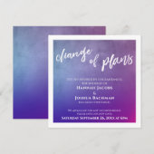 Paars, Roze & Blauw Uitgestelde Bruiloft Updatekaa Kaart (Voorkant / Achterkant)