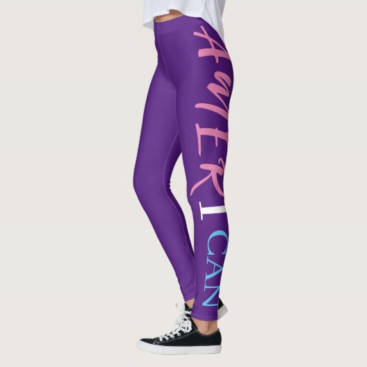 Paars Roze Blauw Zwart Vrouw Afrika Amerika Leggings (Links)