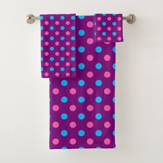Paars Roze Blauwe Stippenpatroon Bad Handdoek (Insitu)
