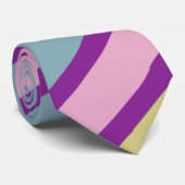 Paars, roze, Blauwgroen en geel gestreept Stropdas (Opgerold)