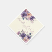 Paars roze bloem bruiloft papier servetten (Hoek)