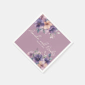 Paars roze bloem bruiloft papier servetten (Hoek)