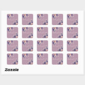 Paars roze bloem bruiloft sticker (Vel)