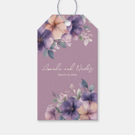 Paars roze bloemen huwelijkscadeau label cadeaulabel