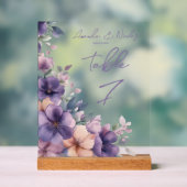 Paars roze bloemen op Acryl Tafel Teken Acryl Bord (Neutraal)