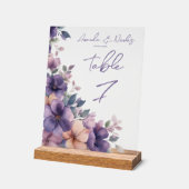 Paars roze bloemen op Acryl Tafel Teken Bord (Hoek)
