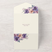 Paars roze bloemen op All in One Wedding Invite Uitnodiging (Buitenkant)