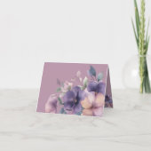 Paars roze bloemen op gevouwen Bedankt Card (Achterkant)