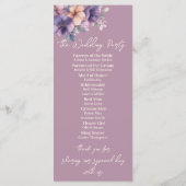 Paars, roze bloemen op het huwelijksprogramma (Achterkant)