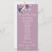 Paars, roze bloemen op het huwelijksprogramma (Achterkant)
